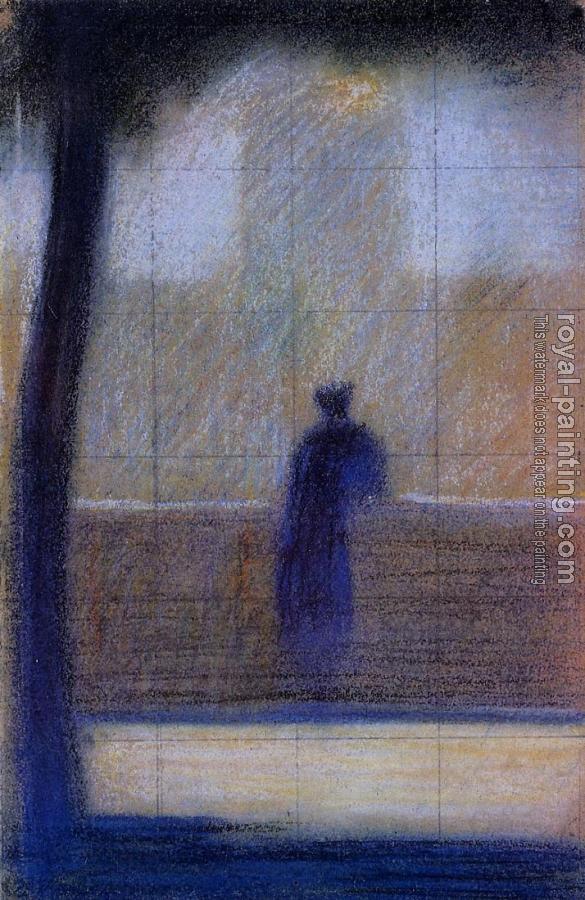 Georges Seurat : Man Leaning on a Parapet